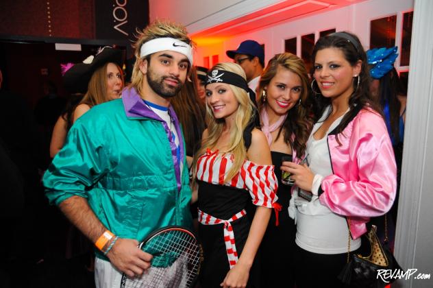Yousuf Hanif (far left) won the night's costume competition with his portrayal of Andre Agassi.